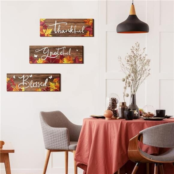 3 Pcs Maple Leaves Kitchen Wall Decor Fall Thanksgiving Bathroom Decor Thankful - Picture 4 of 8